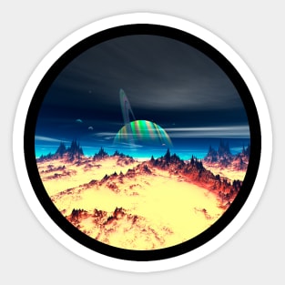 Space Art -Planet Olderades - Lunar View Sticker